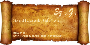 Szedlacsek Géza névjegykártya