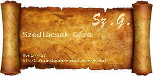 Szedlacsek Géza névjegykártya