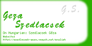 geza szedlacsek business card